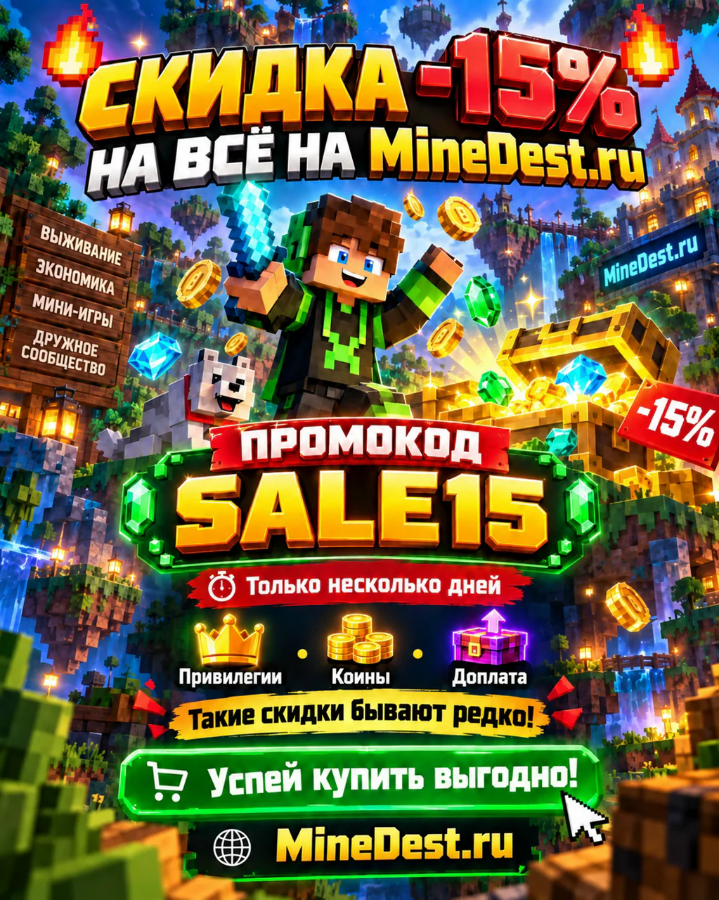 Обложка новости «🔥 Скидка 15% на донат! Промокод SALE15»