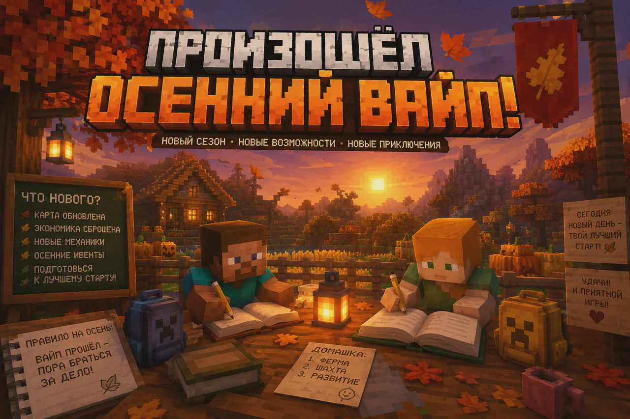 Обложка новости «🔥 Вайп на нескольких режимах и итоги топов» – сервер MineDest